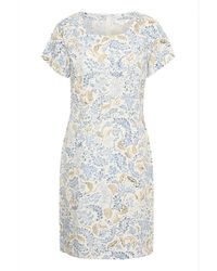 Part Two - Kleedjes ,Veelkleurig ,Linnen Blauwe Botanische Print Jurk - Lyst