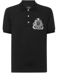 Billionaire - Tops ,Zwart ,Katoen Polo Shirt Ss Crest Baroque - Lyst
