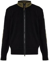 Moncler - Truien & Vesten ,Zwart ,Katoen High-Neck Zip-Up Cardigan - Lyst