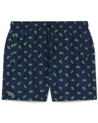 Lacoste - Badmode ,Blauw ,Polyester Zwemshorts Met Krokodillenprint, Halflang - Lyst