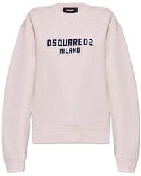 DSquared² - Hoodies & Sweatvesten ,Roze ,Katoen Sweatshirt Met Logo - Lyst