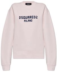 DSquared² - Hoodies & Sweatvesten ,Roze ,Katoen Sweatshirt Met Logo - Lyst