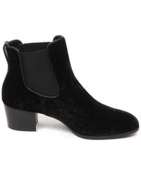 Hogan - Samt Ankle Boot Mit Elastischem Piping - Lyst