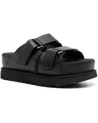 UGG - Zapatos de cuero negro con punta abierta y plataforma - Lyst