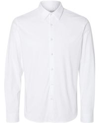 SELECTED - Overhemden ,Wit ,Katoen Wit Overhemd Met Lange Mouwen Slim Fit - Lyst