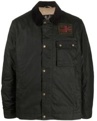 Barbour - Donkergroene Katoenen Jas Met Corduroy Kraag - Lyst