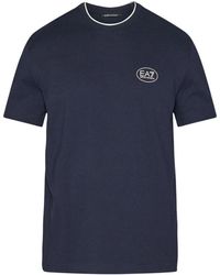 EA7 - Tops ,Blauw ,Katoen Jersey T-Shirt - Lyst
