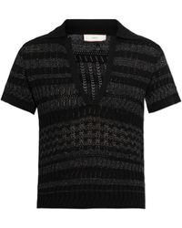 Akep - Truien & Vesten ,Zwart ,Polyester Polo Met Lurexdraad - Lyst