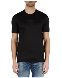 Emporio Armani - Lyocell und baumwoll t-shirt mit strass-logo - Lyst