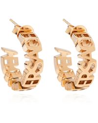 Versace - Accessoires ,Geel ,Messing Oorbellen Met Logo - Lyst