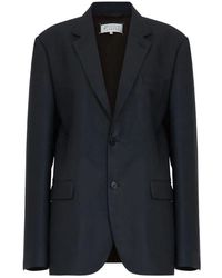 Maison Margiela - Blauer Wollmantel Mit Revers - Lyst