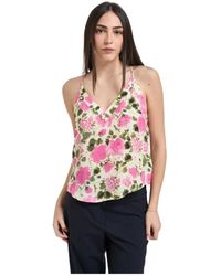 Liu Jo - Tops ,Veelkleurig ,Top Met Bloemenprint En V-Hals - Lyst
