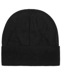 ARMANI EXCHANGE - Schwarze Wollmischung Beanie Mütze - Lyst