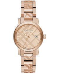 Burberry - Bu9146 The City Gegraveerd Ruit Horloge - Lyst