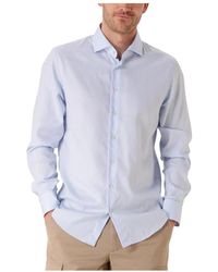 Profuomo - Overhemden ,Blauw ,Katoen Lichtblauw Fijn Twill Slim Fit Overhemd - Lyst