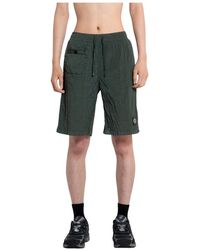 Stone Island - Grüne gekräuselte nylon-shorts mit elastischem bund - Lyst