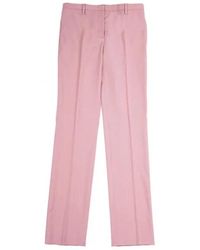 N°21 - Pantaloni in lana rosa pallido dritti con pieghe - Lyst