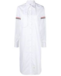 Thom Browne - Vestido blanco de algodón con rayas rwb - Lyst