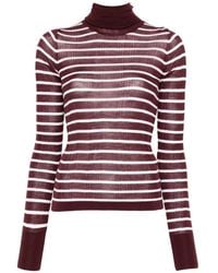 Alysi - Truien & Vesten ,Veelkleurig ,Wol Gestreept Top Met Hoge Hals - Lyst