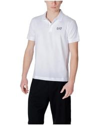 EA7 - Tops ,Wit ,Katoen Core Identity Stretch-Katoenen Polo Shirt - Lyst