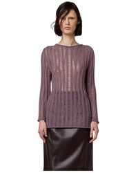 Alpha Studio - Truien & Vesten ,Paars ,Girocollo M/Gap Stitch - Lyst