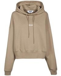 MSGM - Baumwoll-hoodie mit logo-print - Lyst