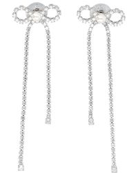 Self-Portrait - Accessoires ,Grijs ,Crystal Droplet Bow Earring - Lyst