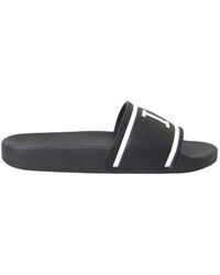 Dolce & Gabbana - Schwarze leder i love d&g slide sandalen - Lyst