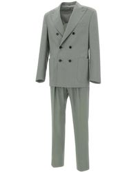 Corneliani - Kostuums ,Groen ,Wol Double-Breasted Pak - Lyst