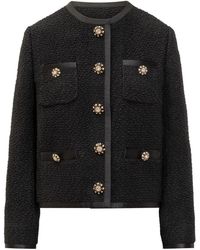 Dolce & Gabbana - Jassen ,Zwart ,Tweed Tweed Bouclé Kort Jasje - Lyst