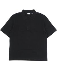 Burberry - Tops ,Zwart ,Katoen Gestreept-Manchetten Katoenen Polo Shirt Met Korte Mouwen - Lyst