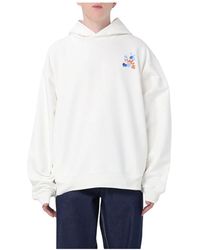 Marni - Sweatshirt - stilvoll und bequem,weiße baumwollkapuzenpullover mit druck - Lyst