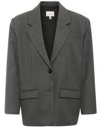 Gestuz - Jassen ,Grijs ,Polyester Donkergrijze Melange Oversized Blazer - Lyst
