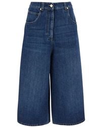Brunello Cucinelli - Denim Shorts Met Wijde Pijpen - Lyst