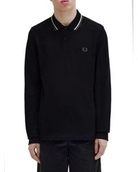 Fred Perry - Tops ,Zwart ,Katoen Iconisch Twin Tipped Poloshirt - Lyst