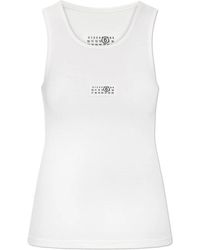 MM6 by Maison Margiela - Tops ,Wit ,Katoen Geribbelde Mouwloze Top - Lyst