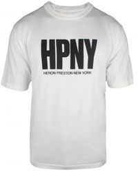 Heron Preston - Weißes baumwoll-t-shirt mit hpny-druck,weißes logo print t-shirt - Lyst