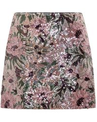 Self-Portrait - Rokken ,Veelkleurig ,Leer Floral Sequin Mini Skirt - Lyst