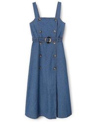 mötivi - Kleid Mit Knöpfen Aus Denim-Lyocell-Gemisch - Lyst