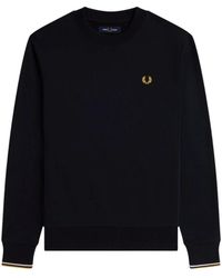 Fred Perry - Hoodies & Sweatvesten ,Blauw ,Katoen Crew Neck Sweater - Lyst