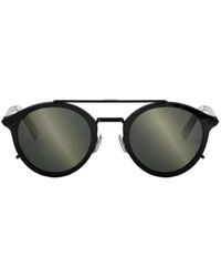Dior - Zwarte Ronde Zonnebril Met Bruine Lenzen - Lyst