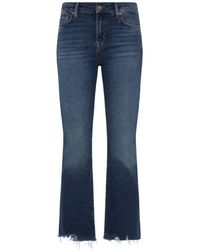 7 For All Mankind - Blaue Bootcut Jeans Mit Fransen Und Gürtelschlaufen - Lyst
