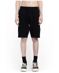 Stone Island - Schwarze bermuda-shorts mit elastischem bund - Lyst