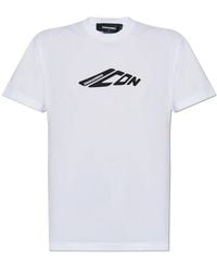 DSquared² - Tops ,Wit ,Katoen T-Shirt Met Logo - Lyst