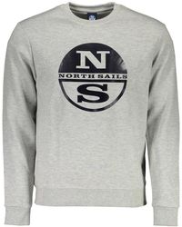 North Sails - Hoodies & Sweatvesten ,Grijs ,Grijze Crewneck Sweatshirt Met Print En Lange Mouwen - Lyst