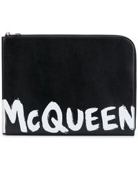 McQueen - Stilvolle schwarze kalbsleder-dokumentenhalter - Lyst