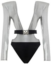Dolce & Gabbana - Ceintuurswimsuit Met Lange Mouwen - Lyst