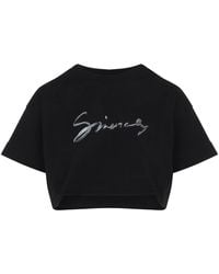 Givenchy - Cropped T-Shirt With Reflective Logo Design - Lyst