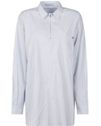 Prada - Overhemden ,Blauw ,Katoen Gestreept Overhemd - Lyst