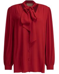 Valentino - Overhemden ,Rood ,Zijden Blouse Met Strik - Lyst
